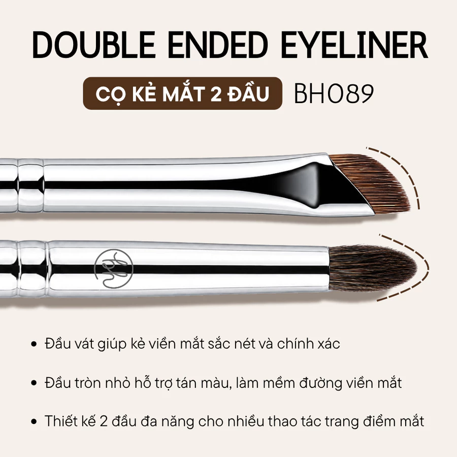 Cọ Kẻ Mắt Hai Đầu BH Cosmetics Double Ended Eyeliner Brush BH089